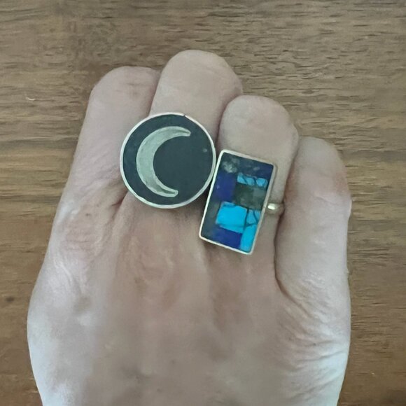 Pippa Smalls 18K Gold Vermeil Lapis Turquoise Square Ring - Picture 2 of 3